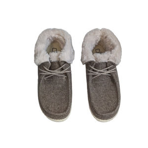 NIB - Hey Dude Britt Light Brown Chukka Faux Fur Lace Up Booties - Size 9